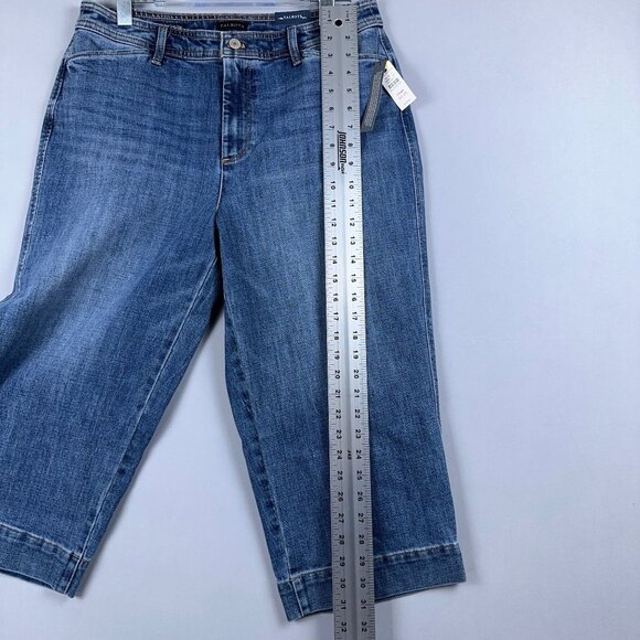 NWT Talbots Wide Leg Crop Jeans Womens Size 14WP High Waist Medium Wash Blue - Picture 12 of 13